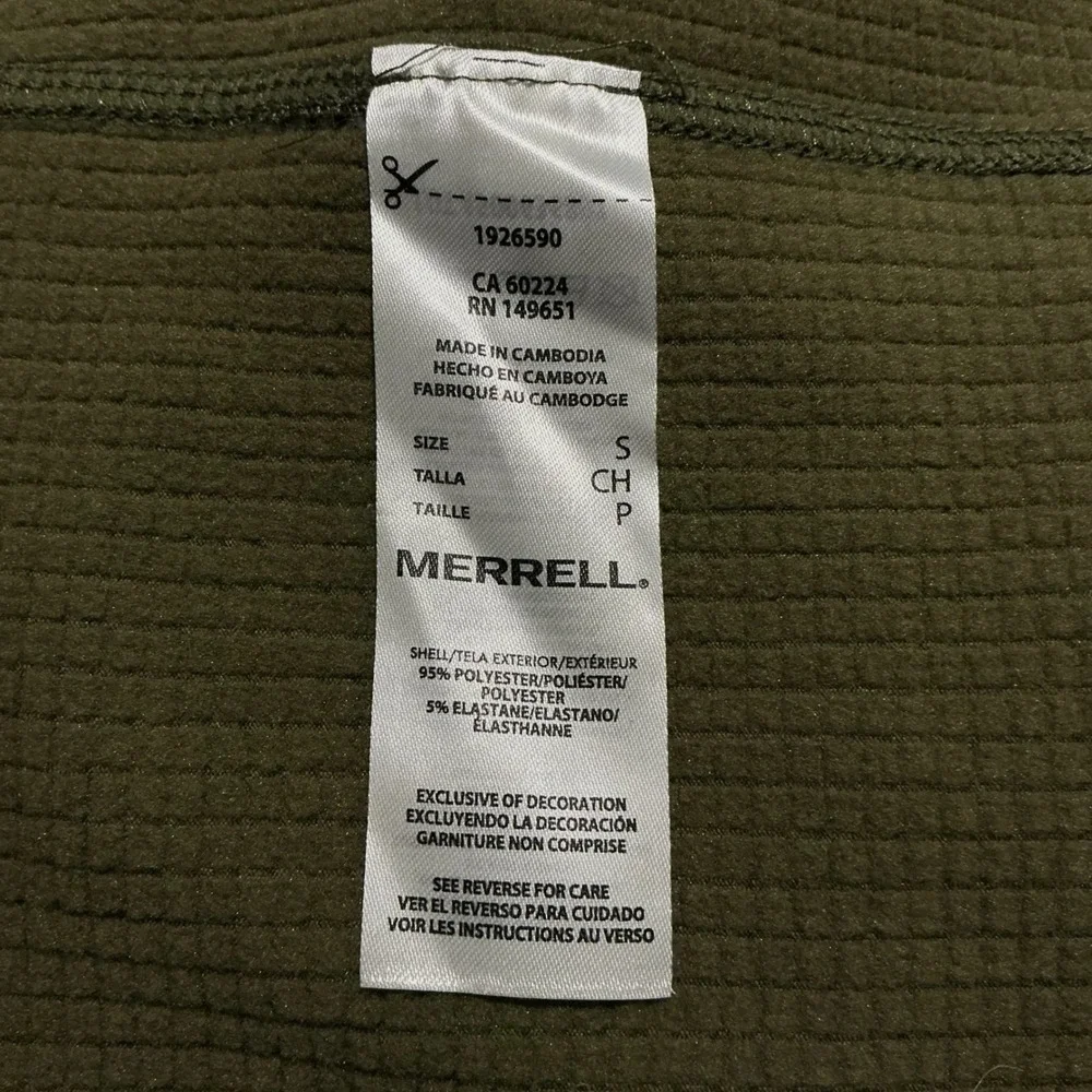 Merrell Quarter Zip Pullover Men's Small Olive Performance‎ Stretch Hiking NWOT